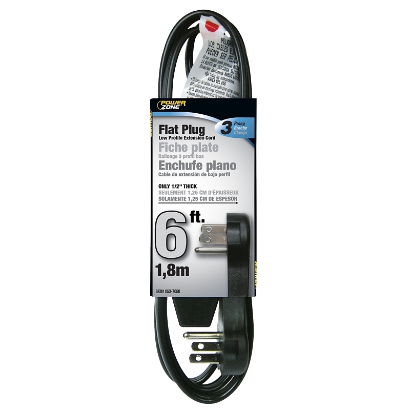 Product Image for CORD FLAT PLUG BLK 3OUT 6FT