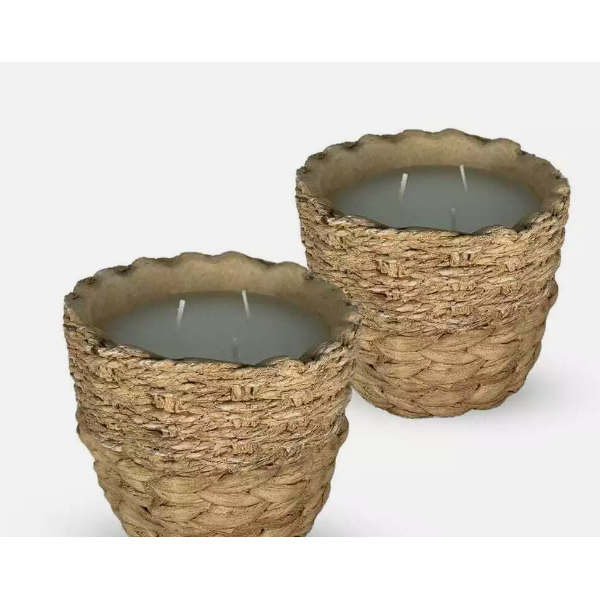 Product Image for CEMENT CANDLE - RATTAN LOOK