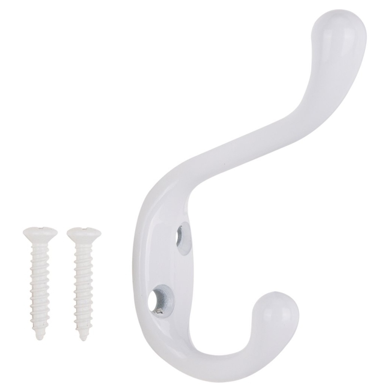 Product Image for HOOK COAT/HAT HD WHT ZINC DIE