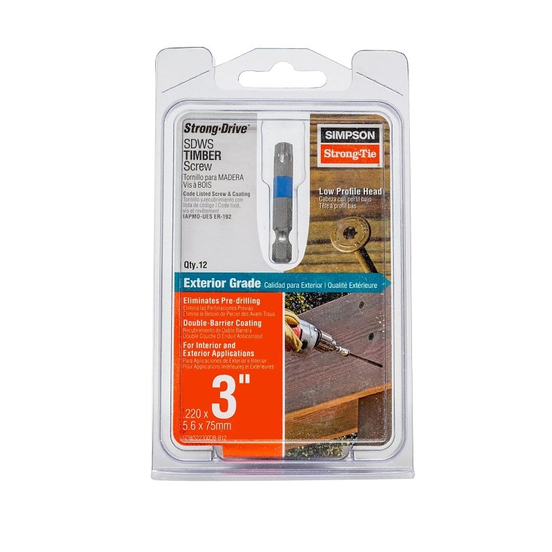 Product Image for SDWS Timber Screw, 3 in Washer Head, 6-Lobe Drive, Steel