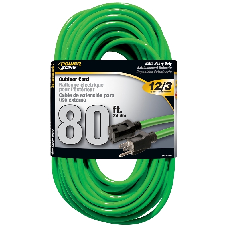 Product Image for EXT CORD 12/3 80FT NEON GREEN