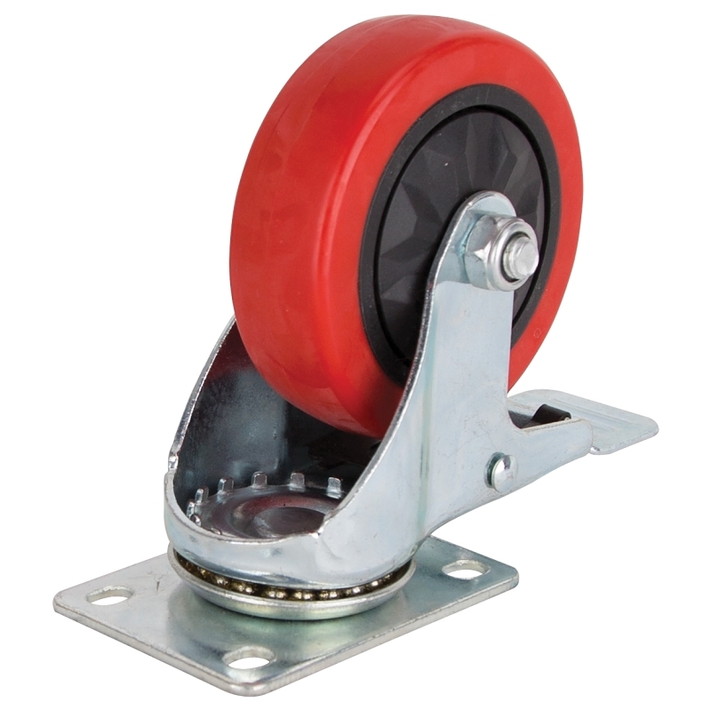 Product Image for CASTER SWIVEL W/BRAKE PU 4IN