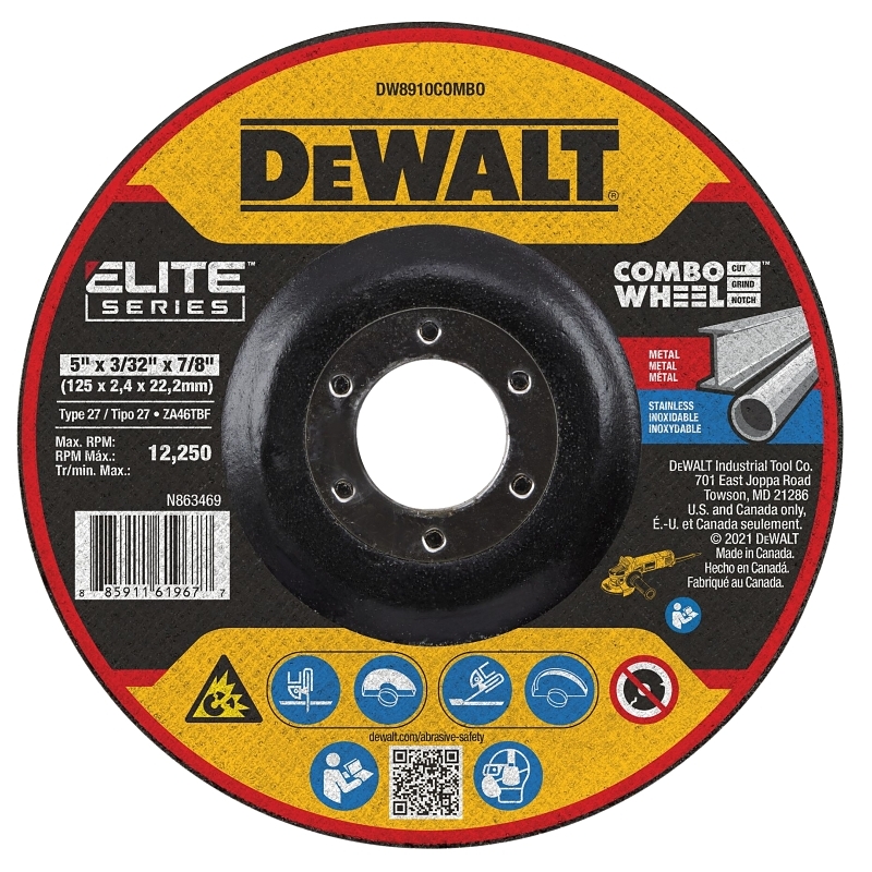 Product Image for DW8910COMBO WHEEL CUT 5X7/8IN
