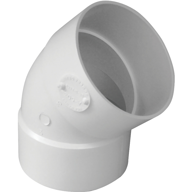 Product Image for 414184BC PVC DRAIN 45D ELBW 4IN