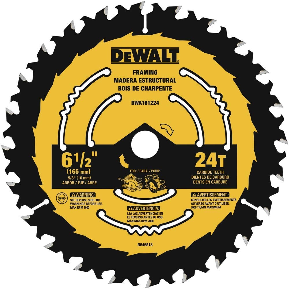 Product Image for 6 1/2 Inch, 24 Tooth, Framing (DWA161224) DEWALT Circular Saw Blade,