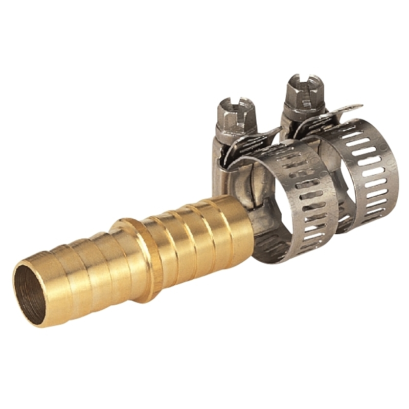Product Image for BRASS HOSE MENDER 5/8 W/CLAMPS