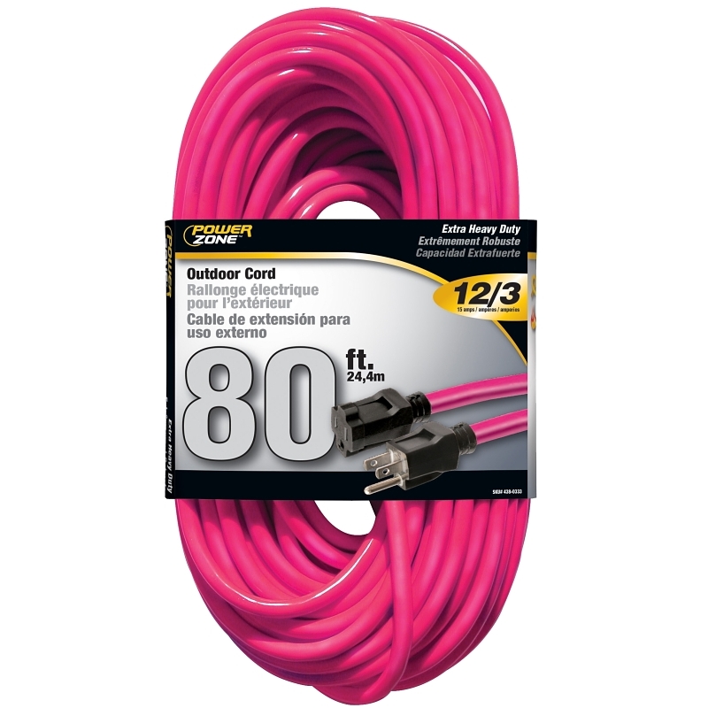 Product Image for EXT CORD 12/3 80FT NEON PINK