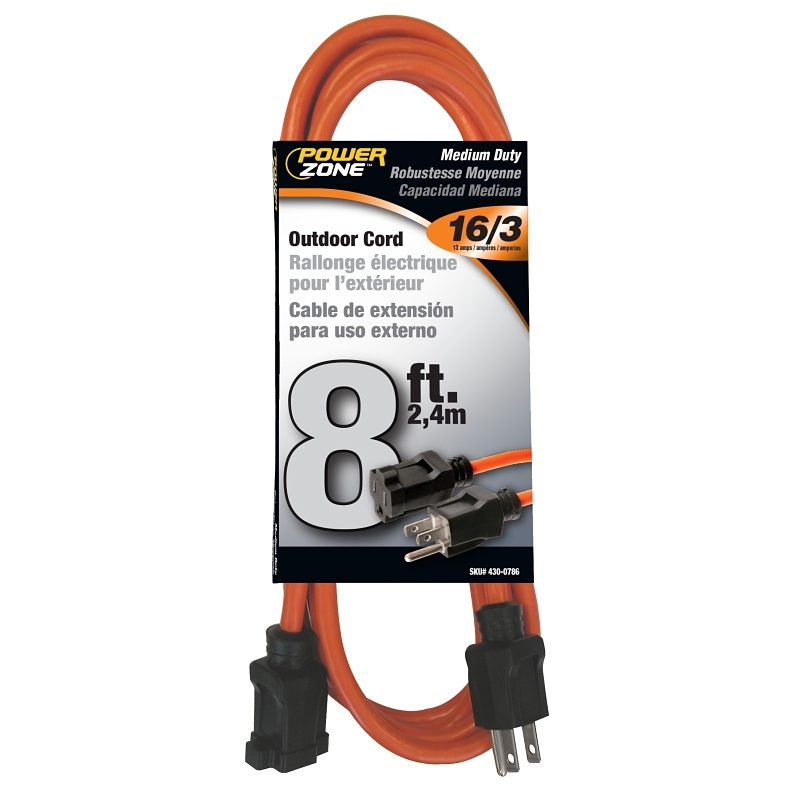 Product Image for EXT CORD 16/3 8FT ORANGE