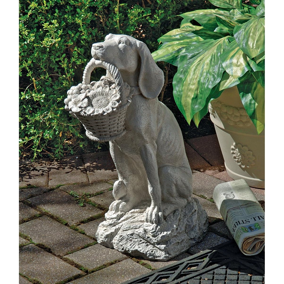 Product Image for DOG STATUE WITH PLANTER BASKET