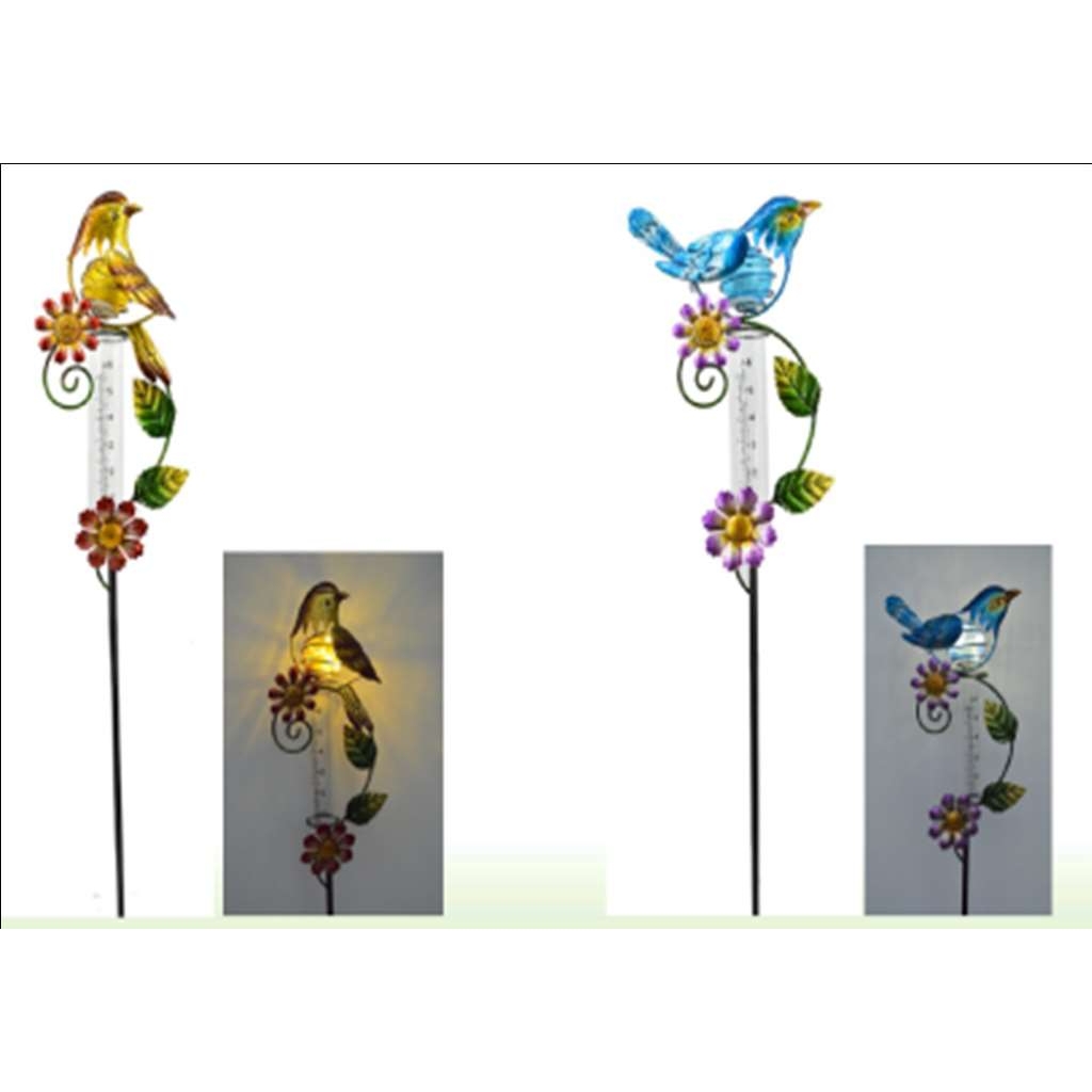 Product Image for Solar Metal BIrd Stake Rain Gauge