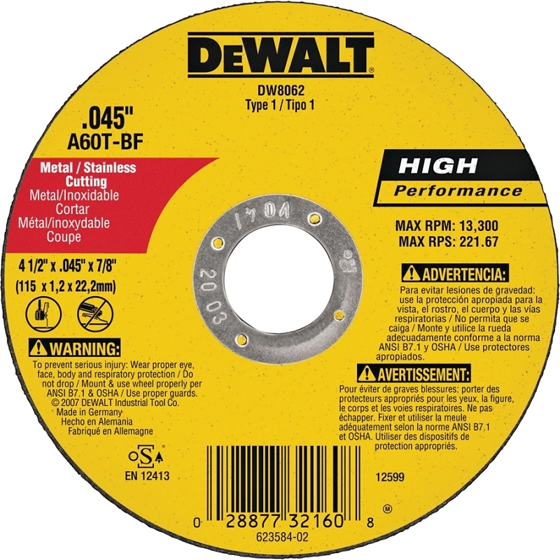 Product Image for DW8062 CUT WHEEL 4-1/2X7/8