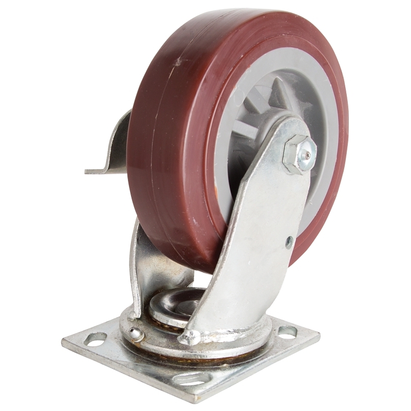 Product Image for PLATE CASTER PU W/BRAKE 6INX2IN