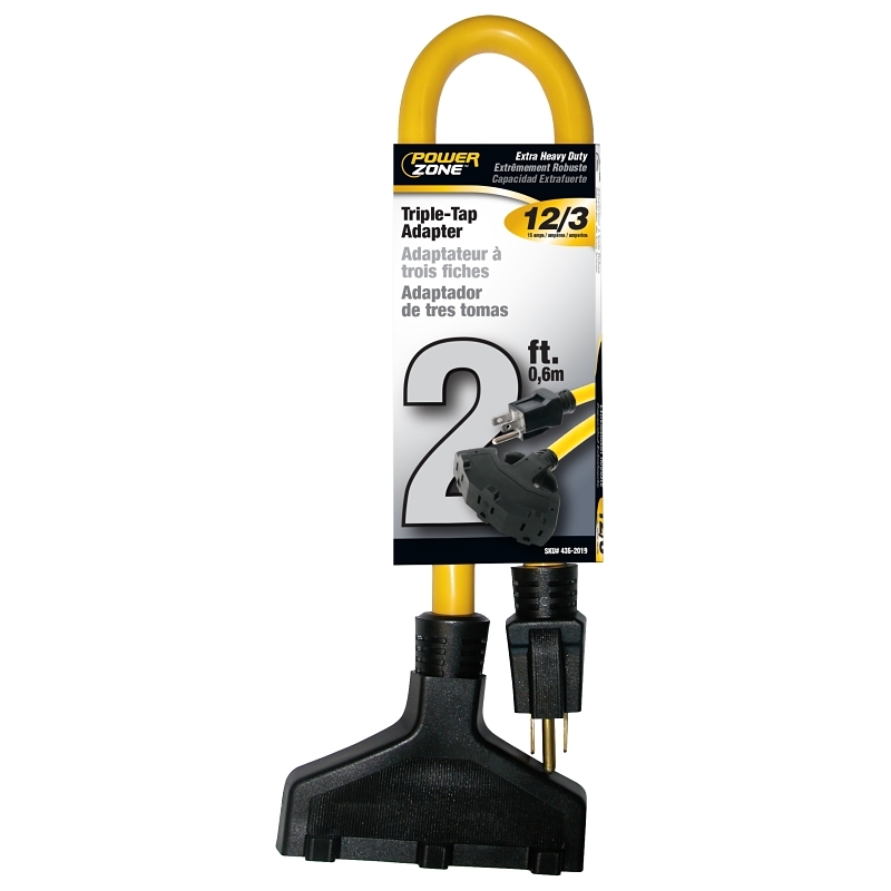 Product Image for EXT CORD 12/3 2FT TRIPLE TAP