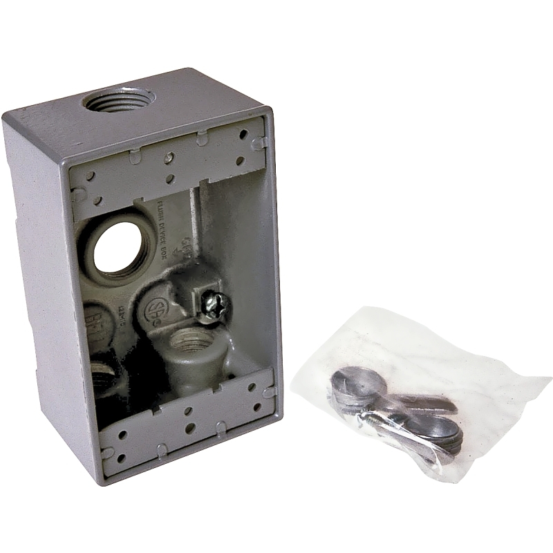 Product Image for 5321-0 GRY ALUM 4 OUTLET BOX1G