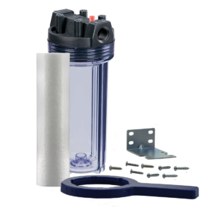 Product Image for Standard 10IN Housing - Clear With 10mic Spun Poly Cartridge PEHK-10C