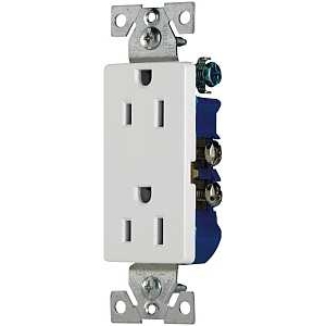 Product Image for 1107W-10-L Duplex Receptacle, 2-Pole, 15 A, 125 VAC, Push, Side Wiring, NEMA: 5-15R, White