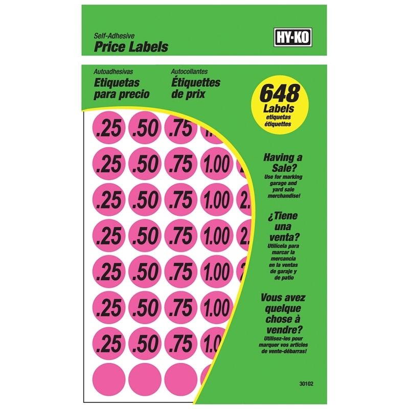 Product Image for 30102 3/4IN PINK PRICE LABELS
