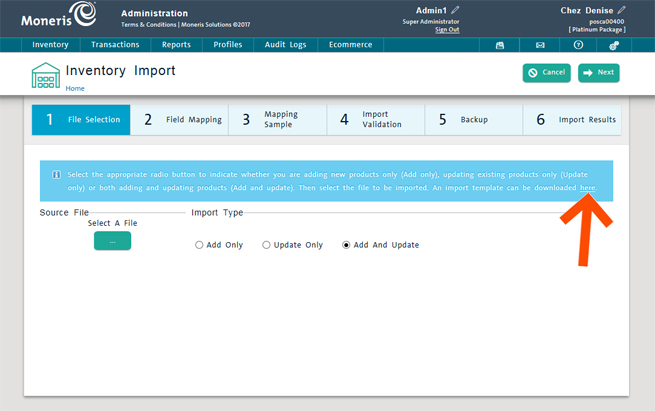 Downloading The Inventory Template
